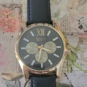 Vintage Watches American Exchange 5084 Gold Black Dial Quartz Watch